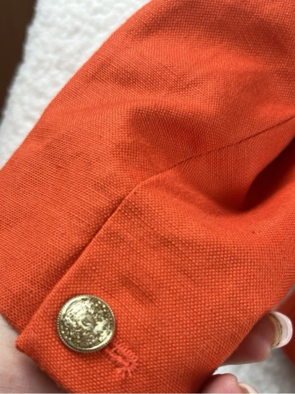 LIKE NEW/MANGO ORANGE π DOUBLE BREAST LINEN BLAZER SZ: M - Picture 9 of 10